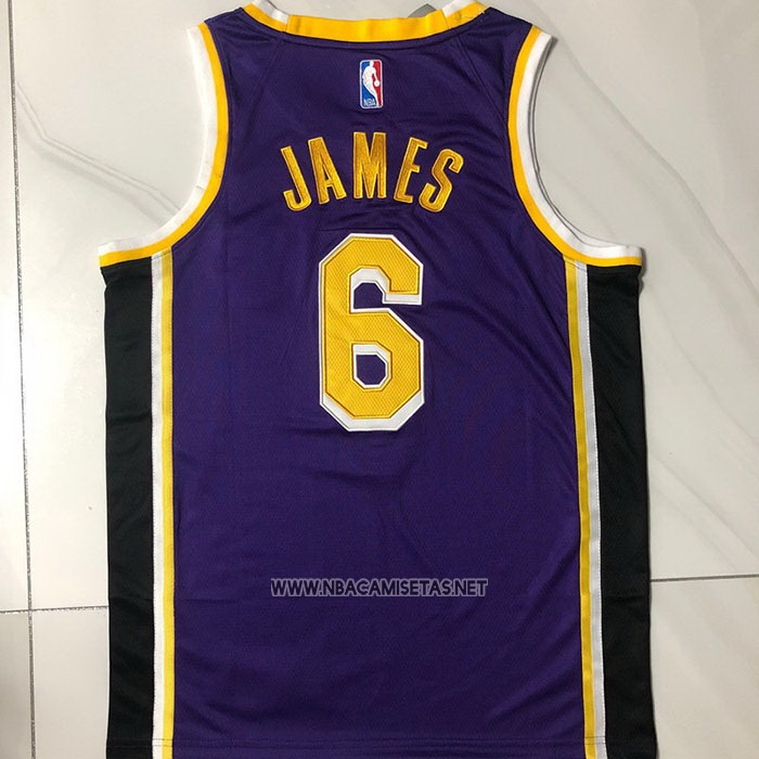 Camiseta Los Angeles Lakers LeBron James NO 6 Statement 2020-21 Violeta